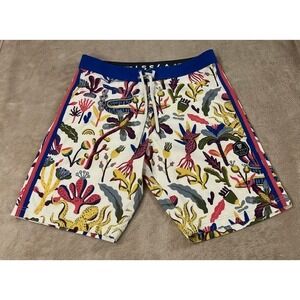 Vissla Board Shorts mens Size 32 multicolor Coral Underwater Print 9" EUC